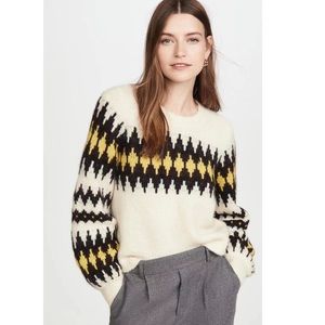 NWT $450 A.L.C. Badgley Striped Alpaca Wool Blend Bishop Sleeve Sweater